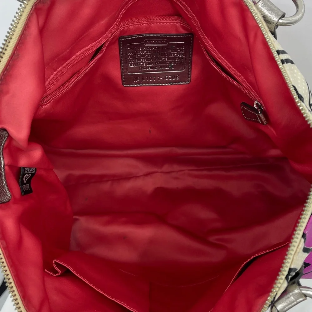 Coach POPPY  Pink OFF WHITE Shoulder Bag Detail HANDLES ARE A LITTLE STAINED